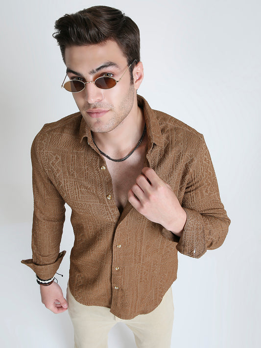Intricate Rustic Charm Jacquard Shirt