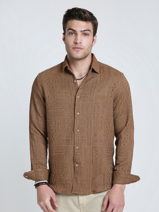 Intricate Rustic Charm Jacquard Shirt