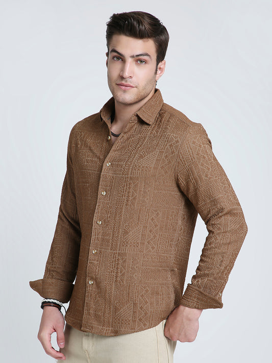 Intricate Rustic Charm Jacquard Shirt