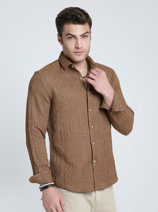 Intricate Rustic Charm Jacquard Shirt