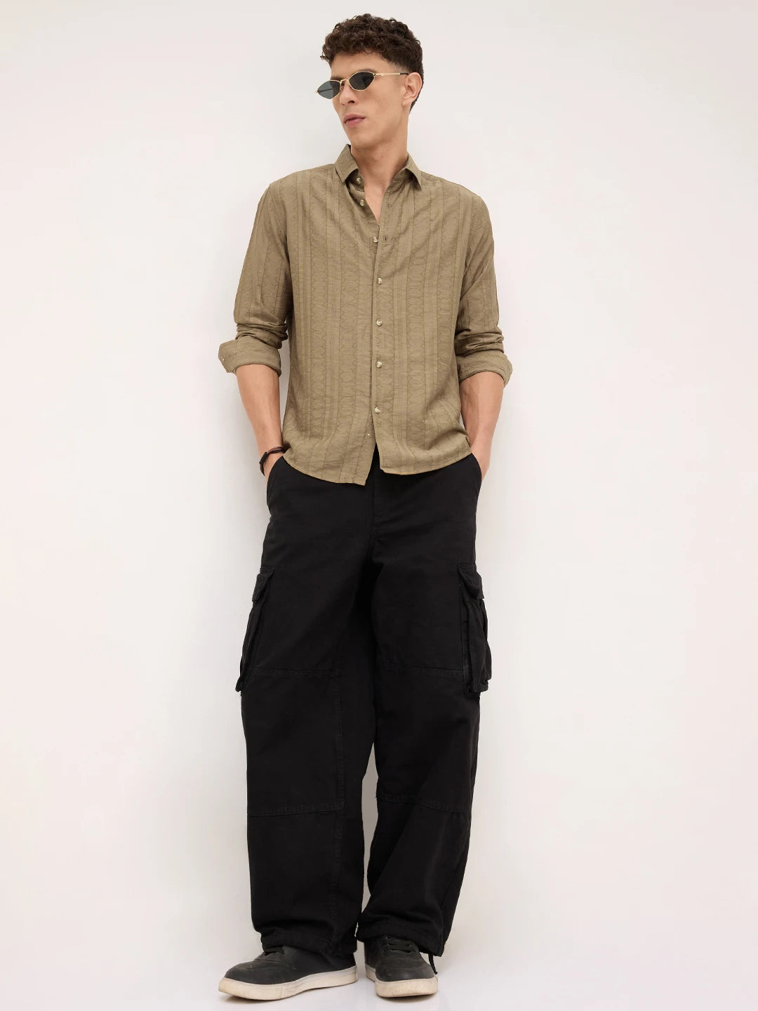 Olive Brown Dune Stripe Elegance Shirt