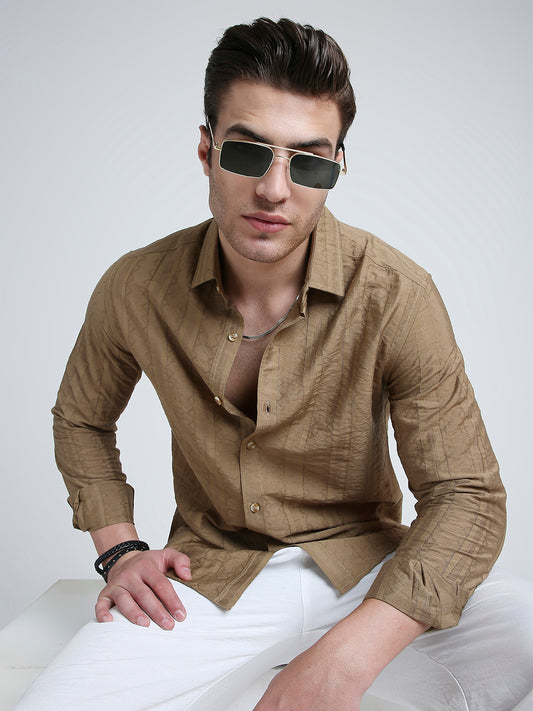 Brown Dune Stripe Elegance Shirt