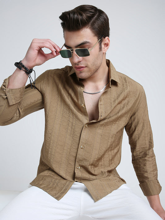 Brown Dune Stripe Elegance Shirt
