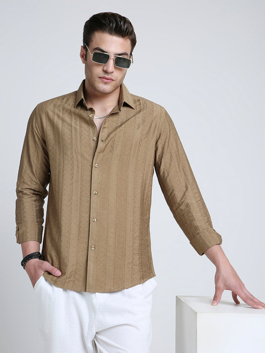 Brown Dune Stripe Elegance Shirt
