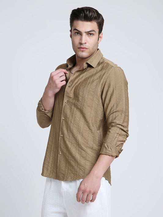 Brown Dune Stripe Elegance Shirt