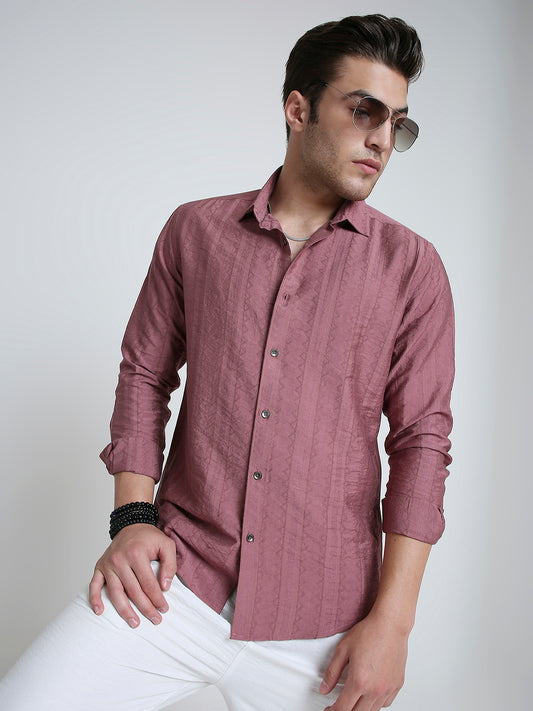 Dusky Rose Pink Jacquard Elegance Shirt