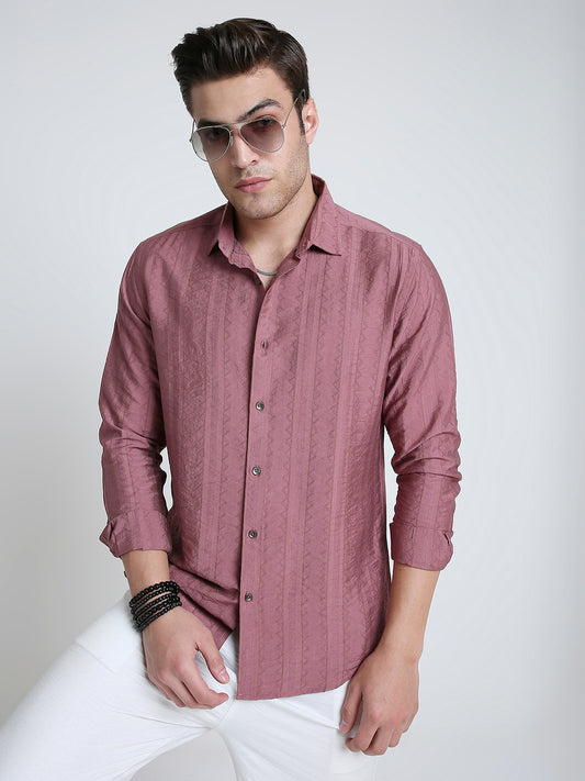 Dusky Rose Pink Jacquard Elegance Shirt