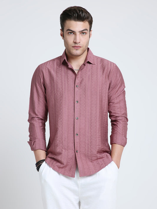 Dusky Rose Pink Jacquard Elegance Shirt