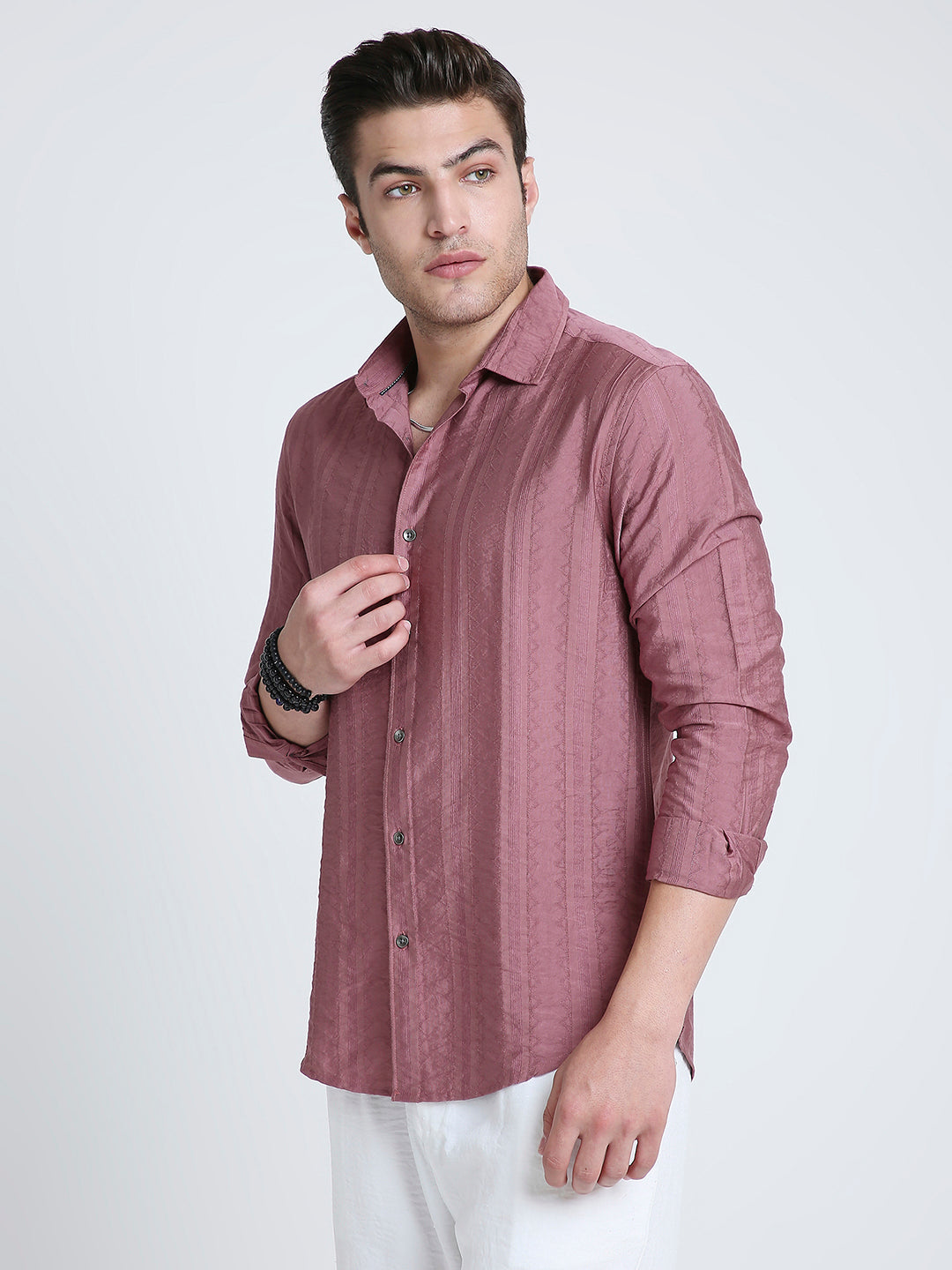 Dusky Rose Pink Jacquard Elegance Shirt