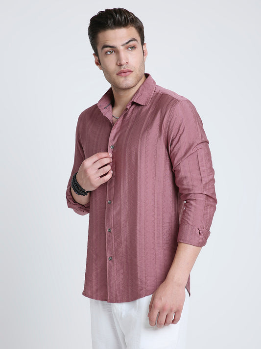 Dusky Rose Pink Jacquard Elegance Shirt