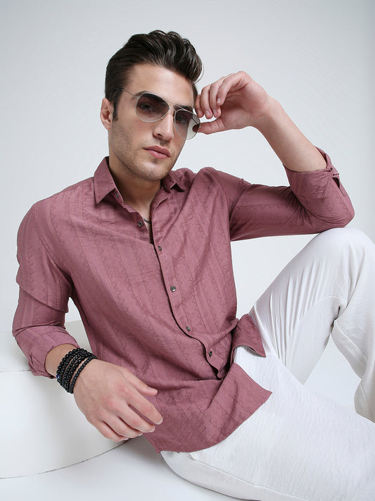 Dusky Rose Pink Jacquard Elegance Shirt