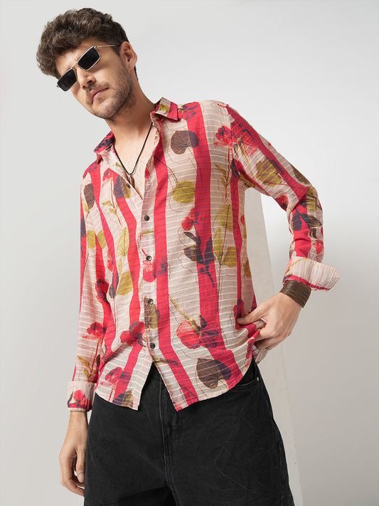 Rose Garden Striped Summer Shirt