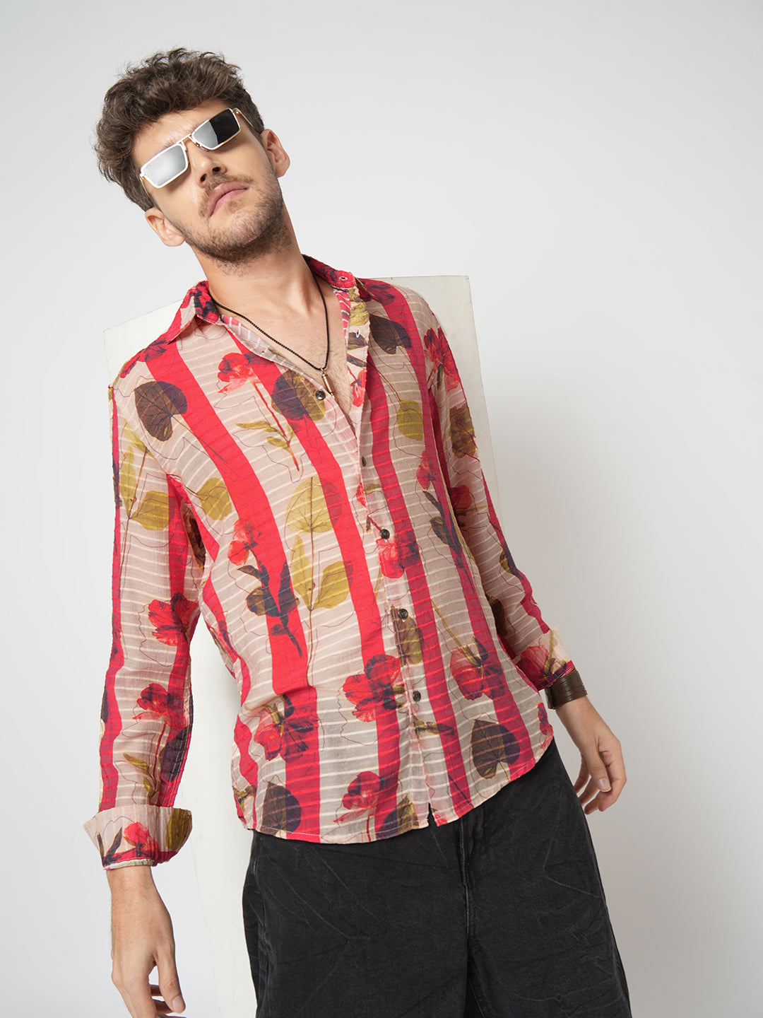 Rose Garden Striped Summer Shirt