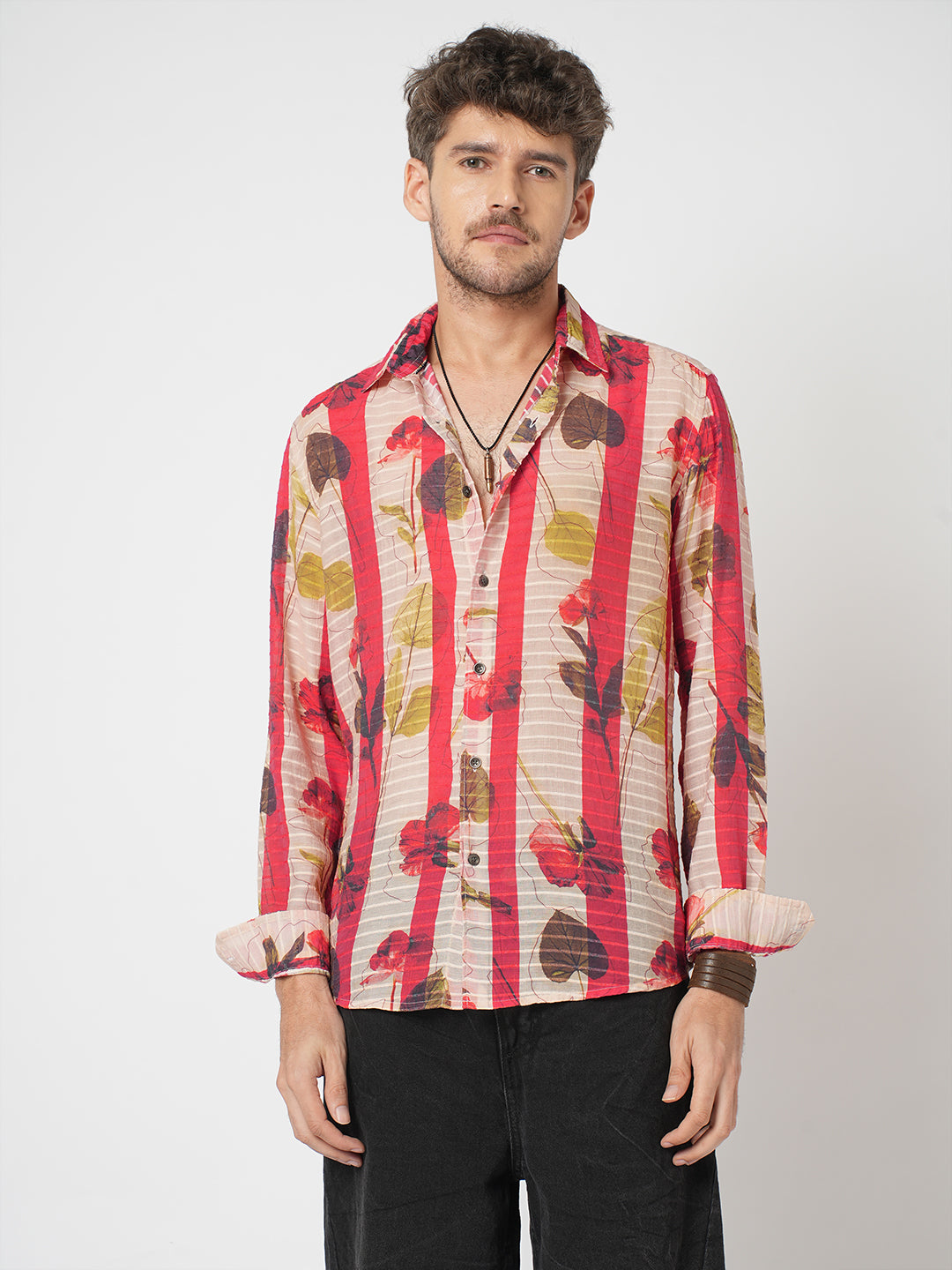 Rose Garden Striped Summer Shirt