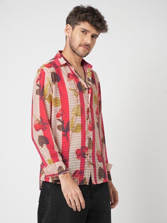 Rose Garden Striped Summer Shirt