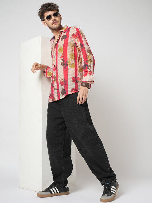 Rose Garden Striped Summer Shirt