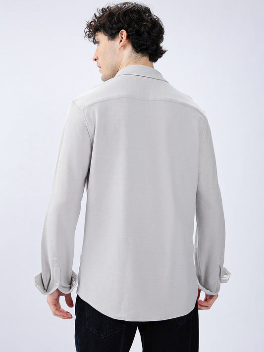 Silver Grey Soft Weave Knit Shirt