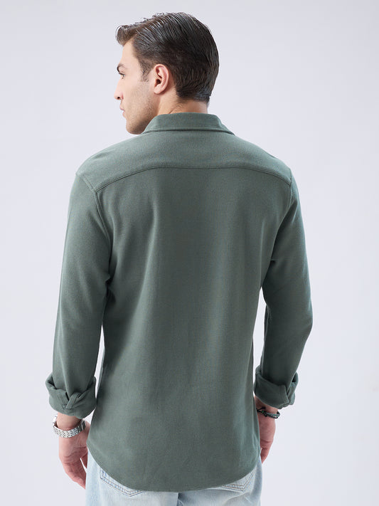 Forest Green Soft Weave Knit Shirt