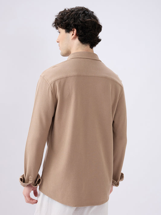 Natural Khaki Soft Weave Knit Shirt