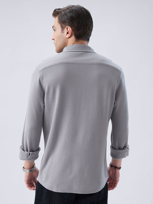 Ash Grey Crest Soft Weave Knit Shirt
