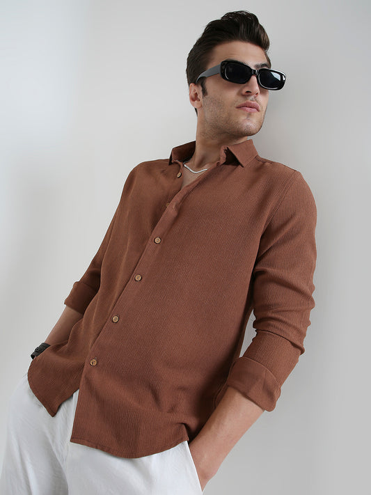 Russet Brown Crinkled Shirt