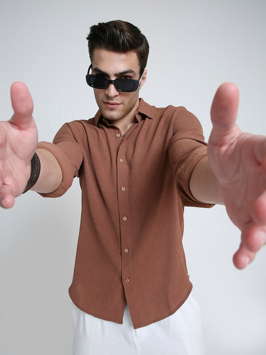 Russet Brown Crinkled Shirt
