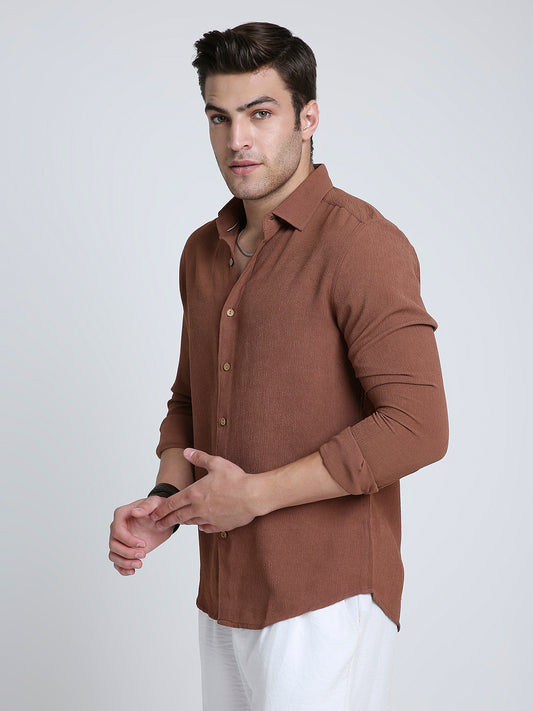 Russet Brown Crinkled Shirt