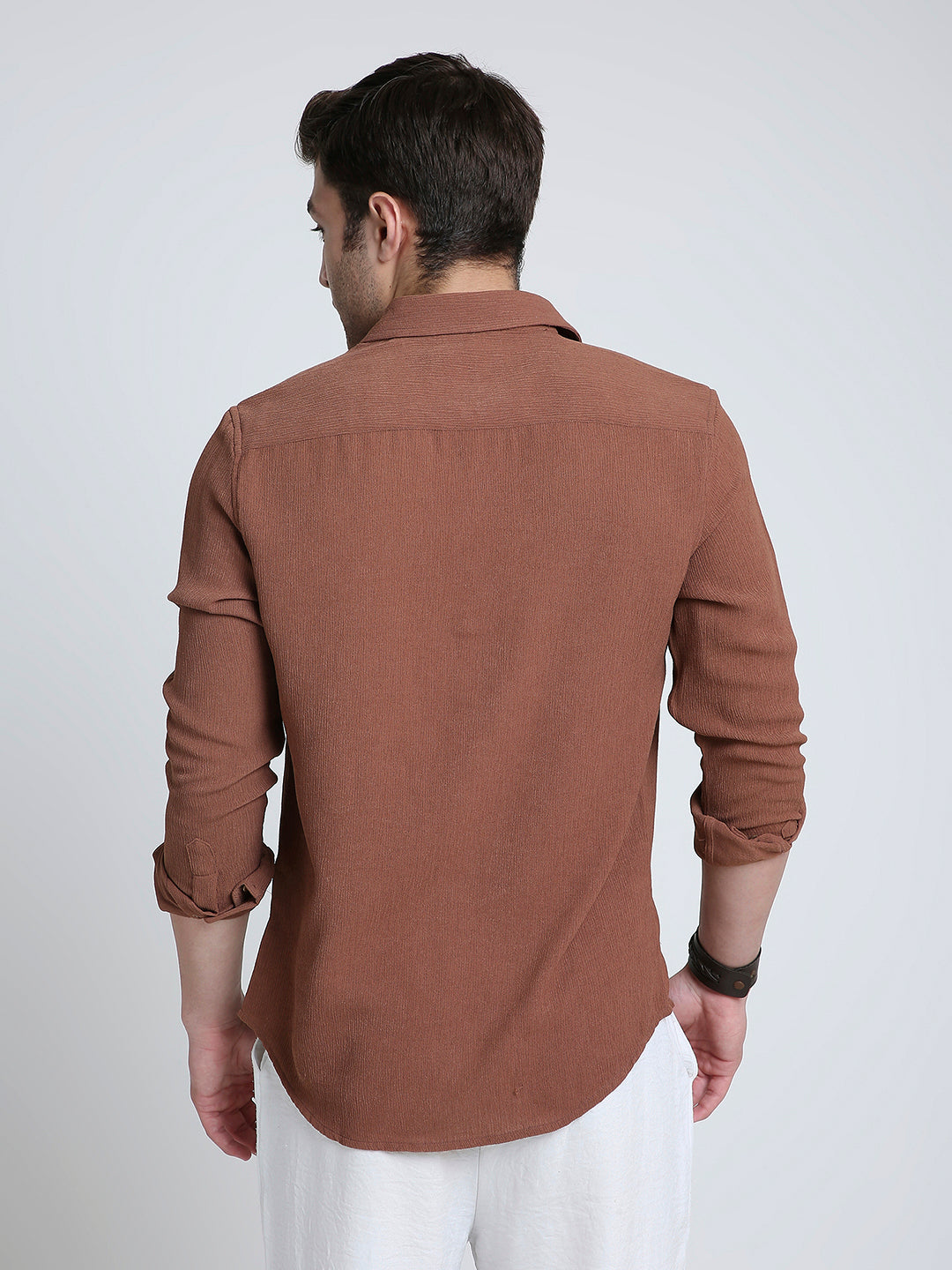Russet Brown Crinkled Shirt