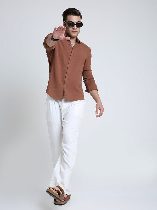 Russet Brown Crinkled Shirt