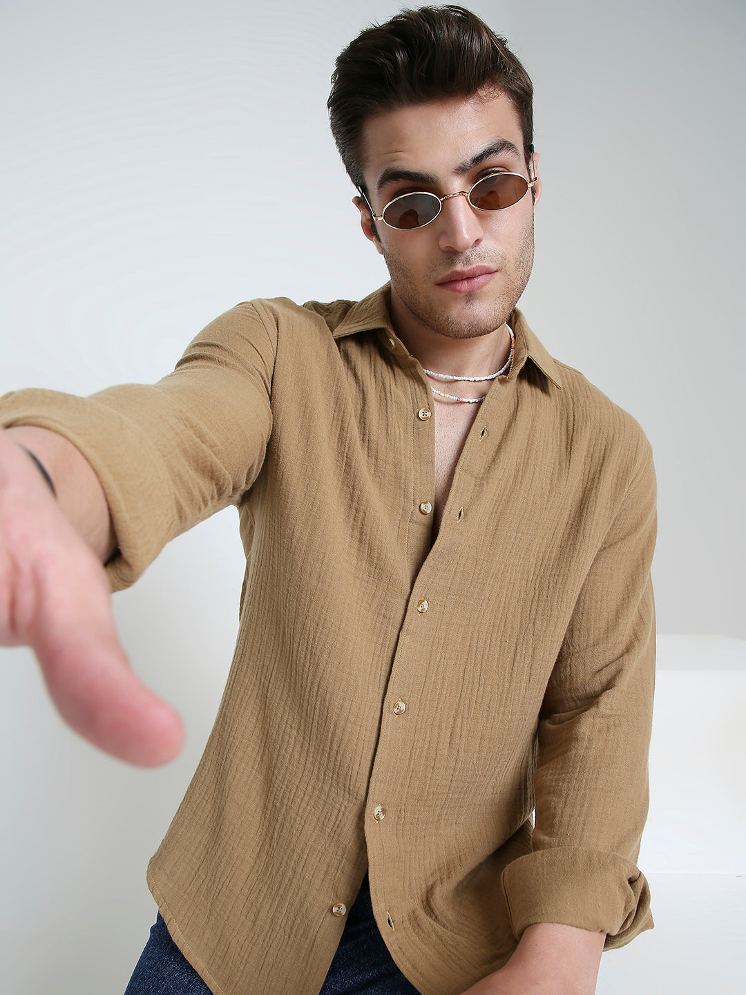 Brown Double Cloth Everyday Shirt