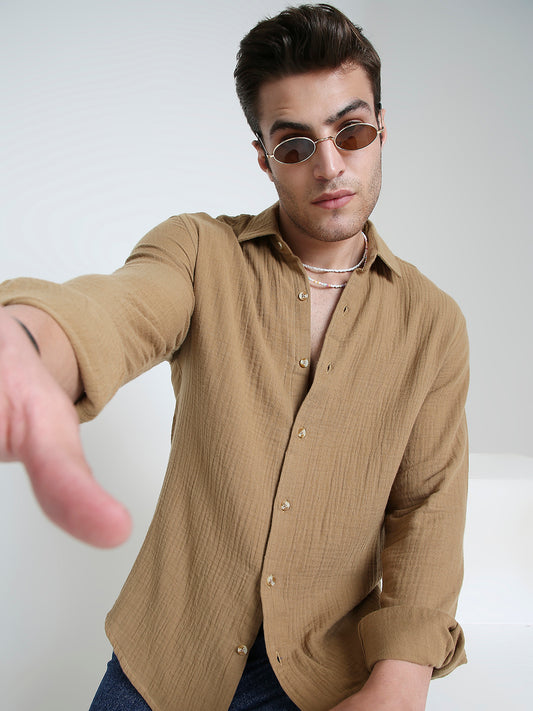 Brown Double Cloth Everyday Shirt