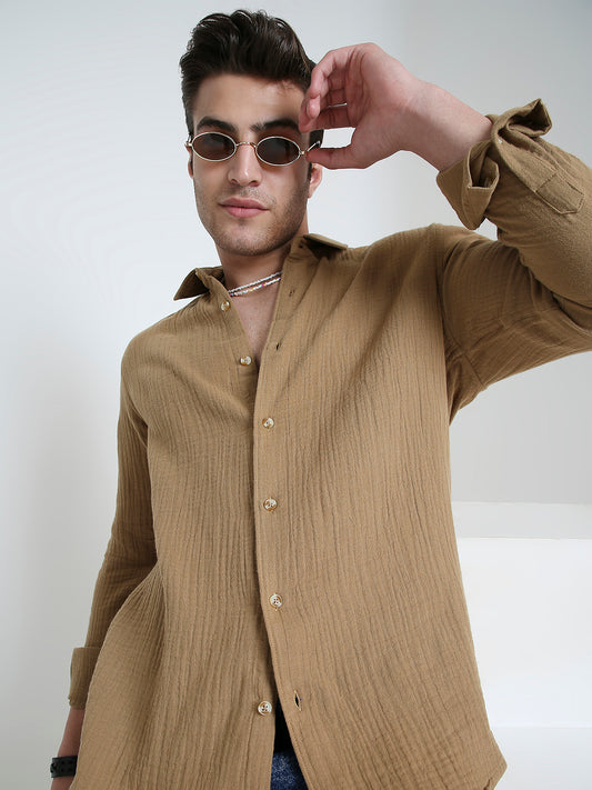 Brown Double Cloth Everyday Shirt