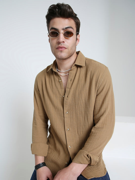 Brown Double Cloth Everyday Shirt
