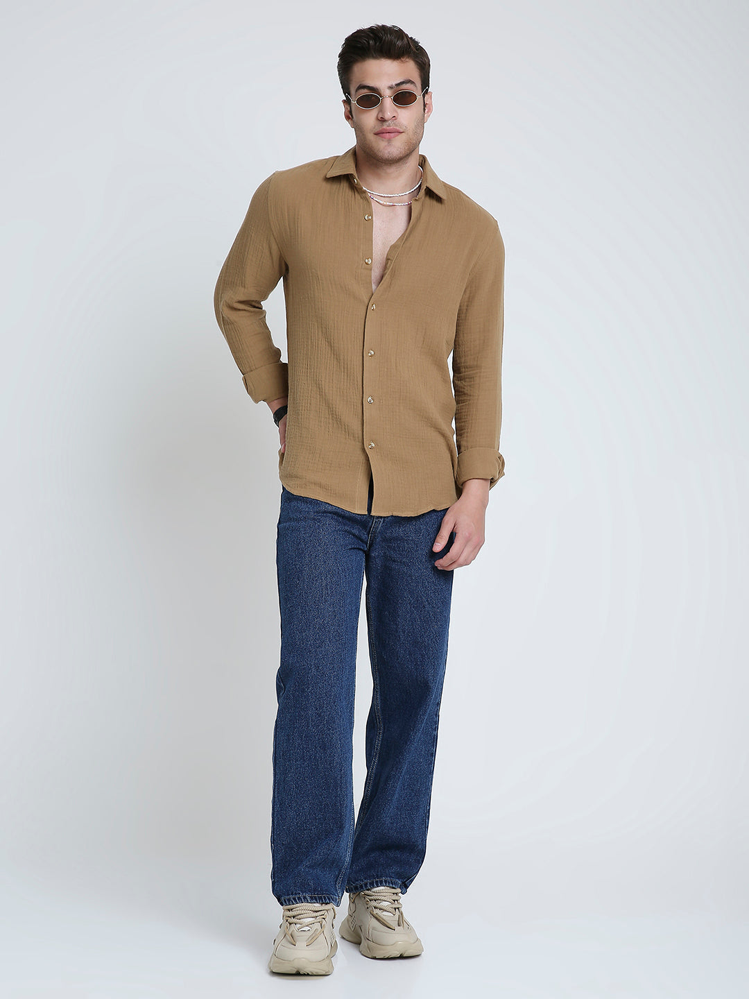 Brown Double Cloth Everyday Shirt