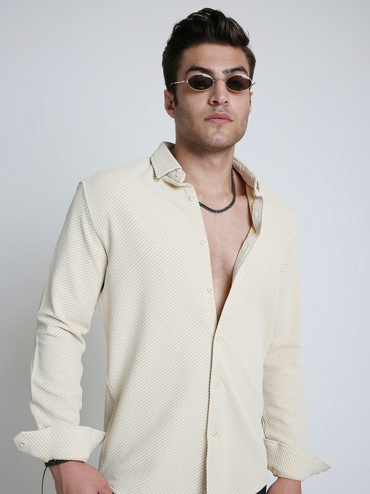 Elegant Cream Illusion Panel Shirt