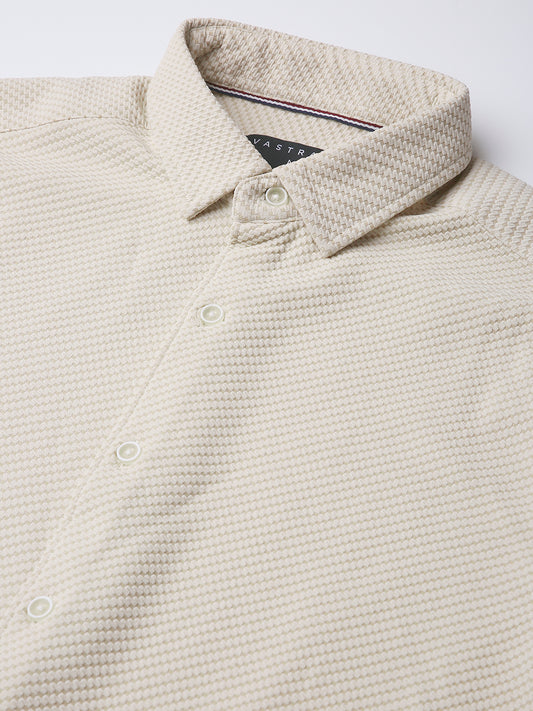 Elegant Cream Illusion Panel Shirt