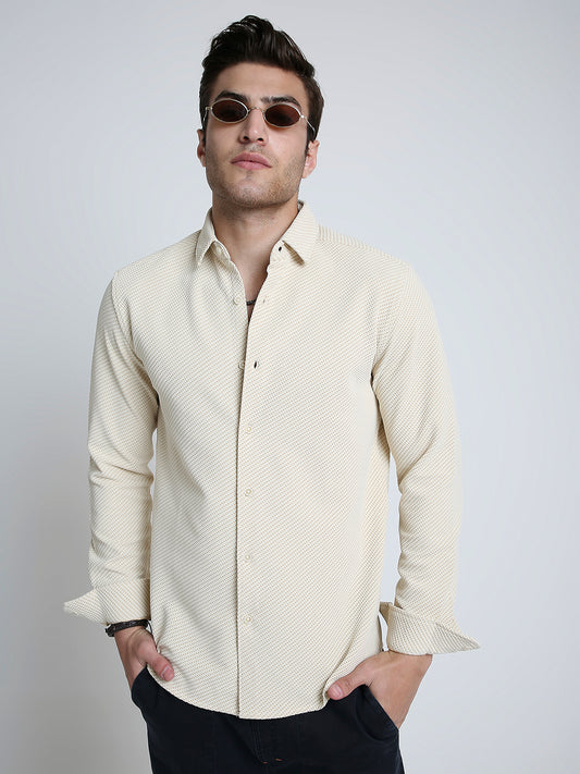 Elegant Cream Illusion Panel Shirt