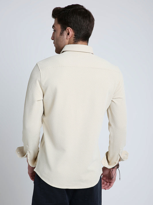 Elegant Cream Illusion Panel Shirt