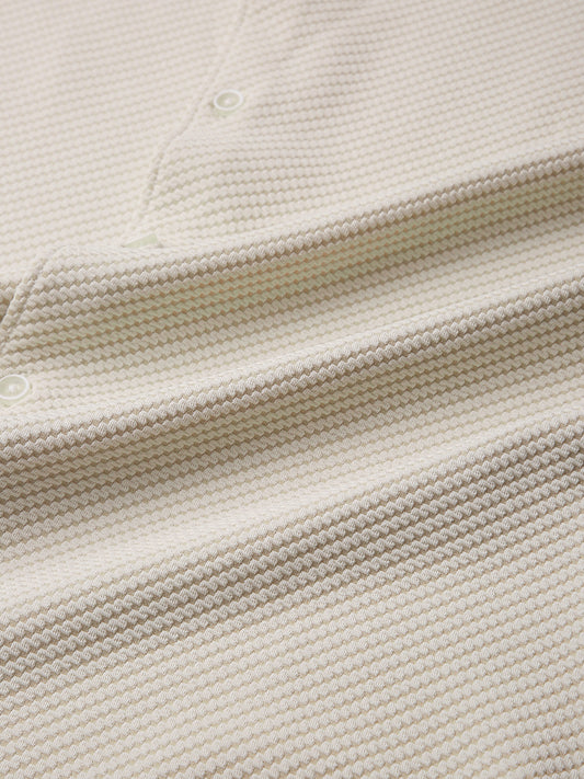 Elegant Cream Illusion Panel Shirt