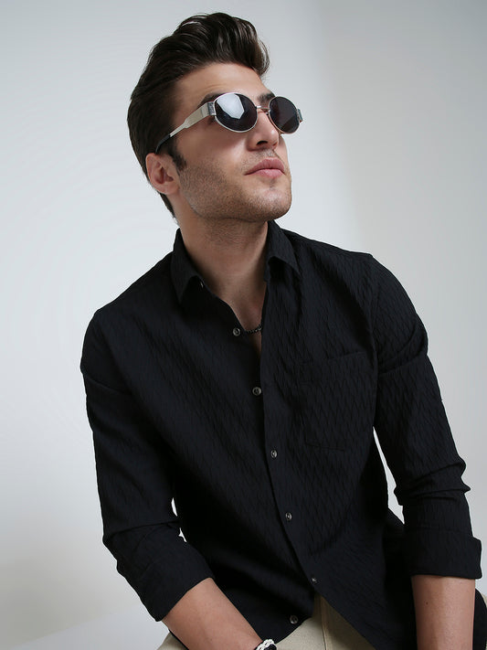 Black Noir Grid Luxe Evening Shirt