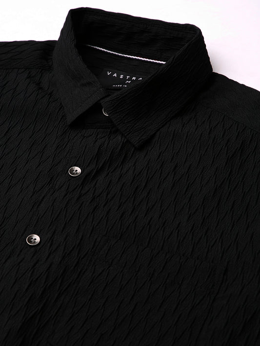 Black Noir Grid Luxe Evening Shirt