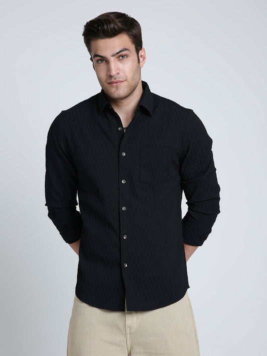 Black Noir Grid Luxe Evening Shirt