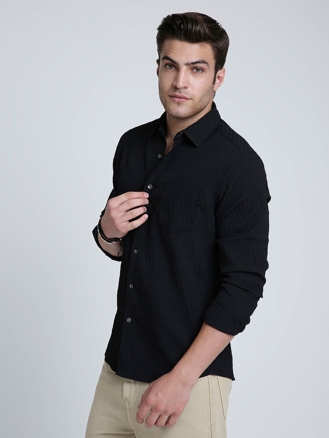 Black Noir Grid Luxe Evening Shirt