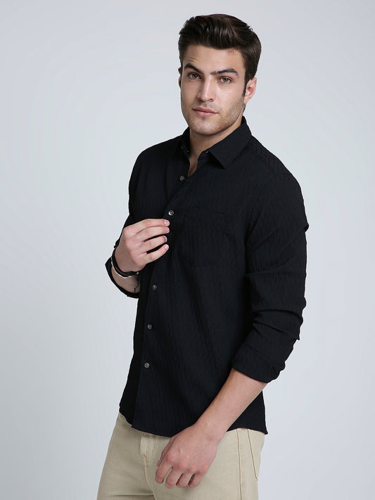 Black Noir Grid Luxe Evening Shirt
