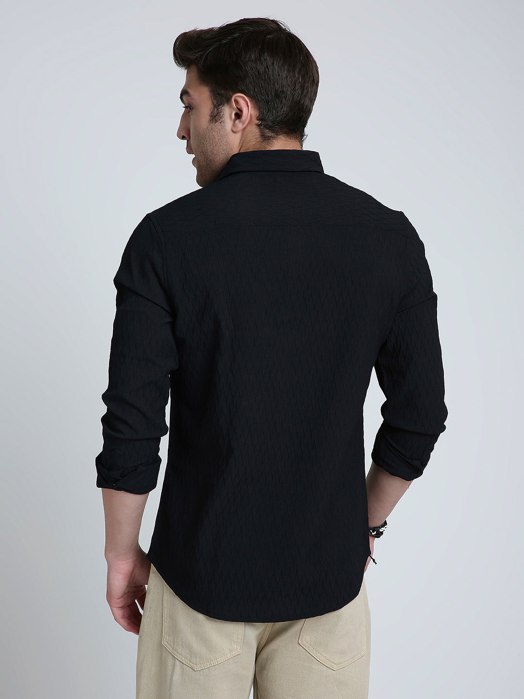 Black Noir Grid Luxe Evening Shirt