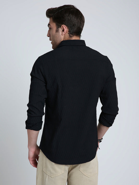 Black Noir Grid Luxe Evening Shirt