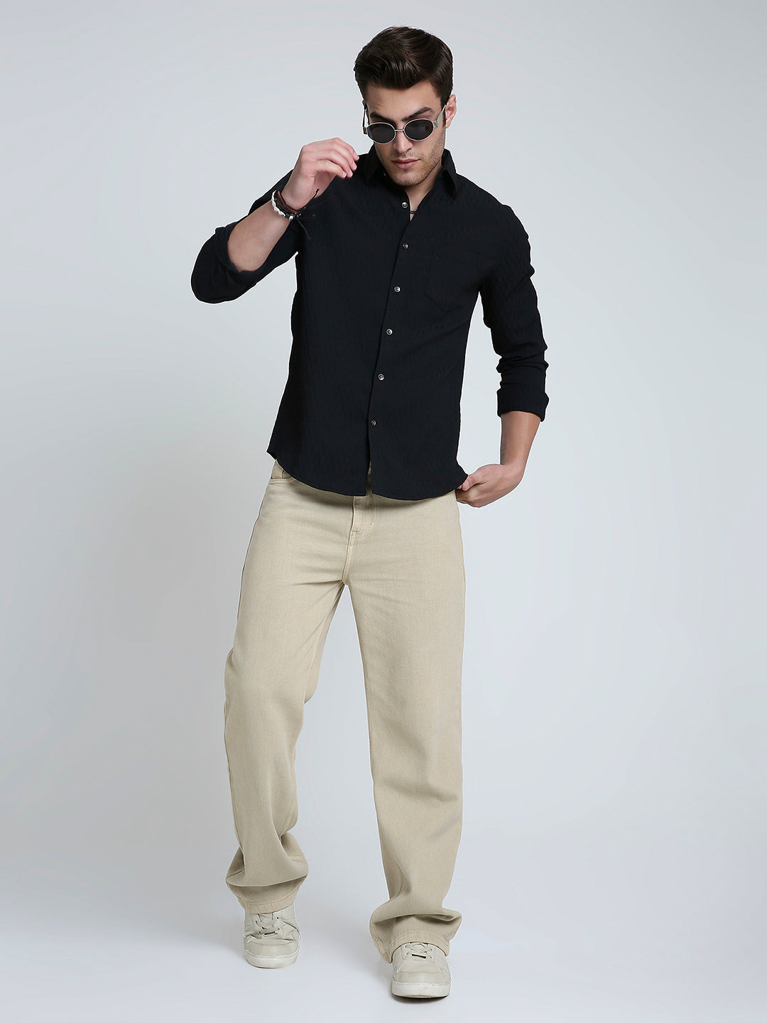 Black Noir Grid Luxe Evening Shirt