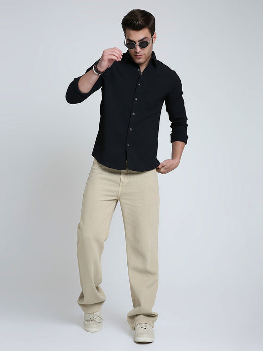 Black Noir Grid Luxe Evening Shirt
