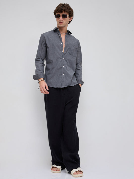The Slate Grey Micro-Texture Essential Shirt