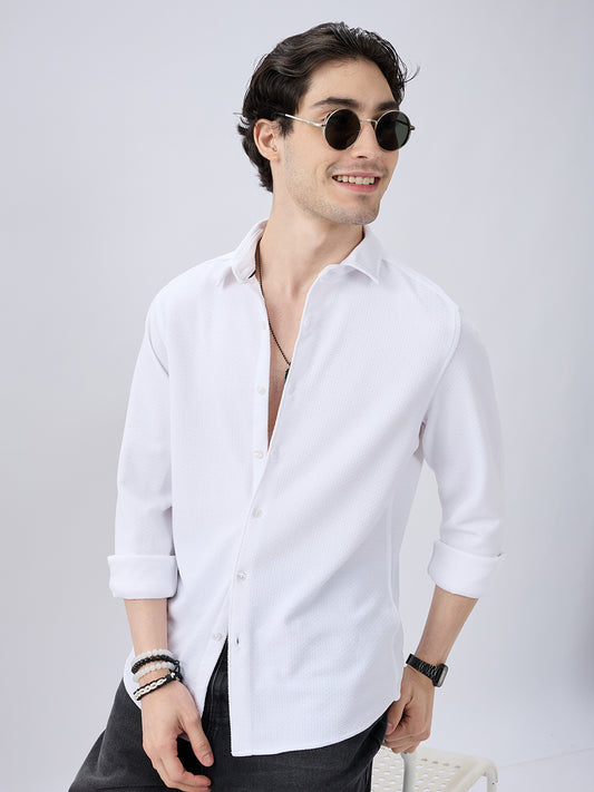 White Echo Woven Textured Shirt